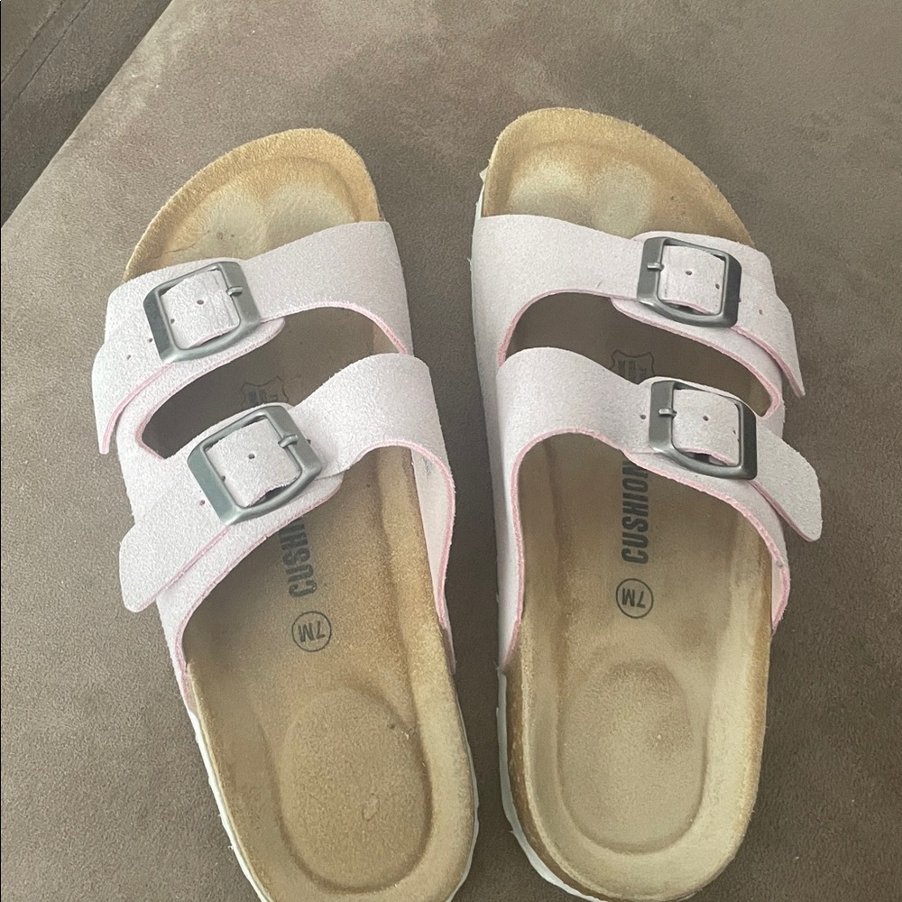 Pink Double Strap Sandals with Buckles